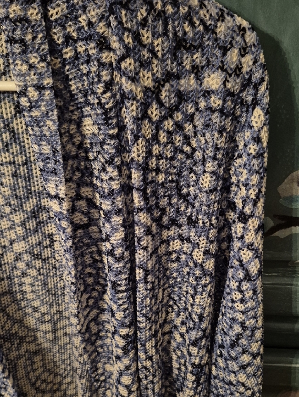Ruby Rd. Blue & White Textured Open Cardigan - Picture 7 of 7